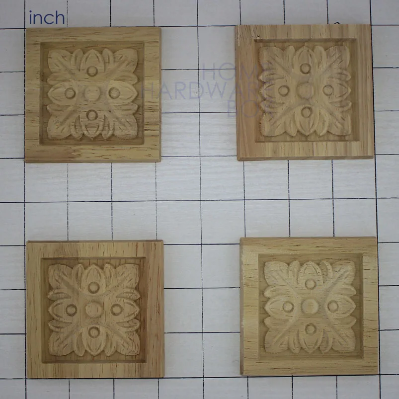 4x" 80 мм квадратная мебель с отделкой декоративный кусок резной деревянный нелакированный цветочный дизайн