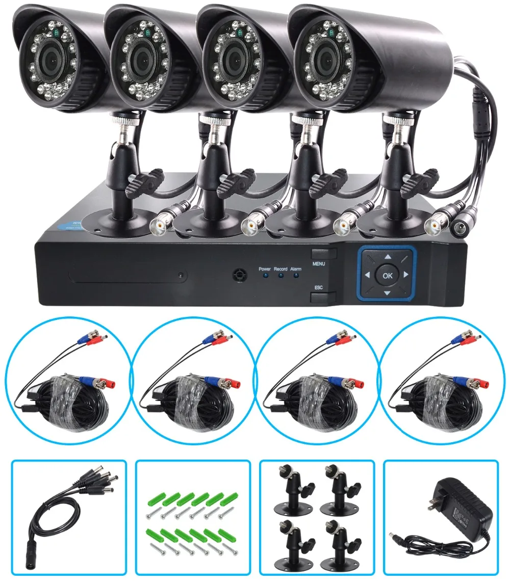 

AHD 1080P Weatherproof CCTV Cameras Kit IR CUT Color CMOS Home Security System 4pcs Bullet Camera For Surveillance System