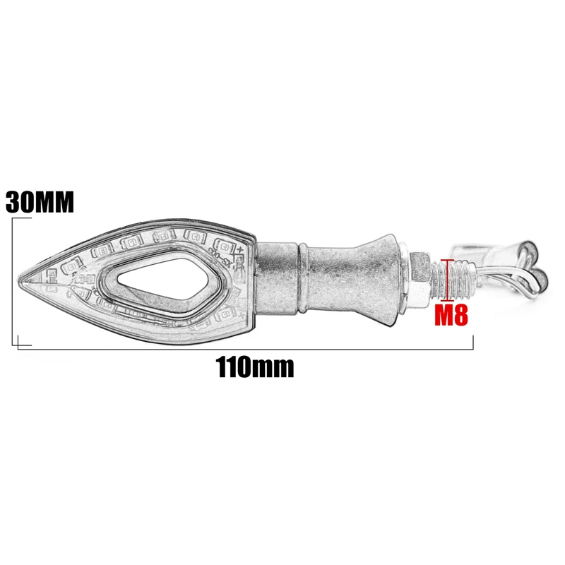2 шт., светодиодный светильник для мотоцикла с сигналом поворота, Янтарное лезвие, лампа, индикатор, мигалка, водонепроницаемый, универсальный, мигающий, для мотоцикла, для велосипеда, супер яркий