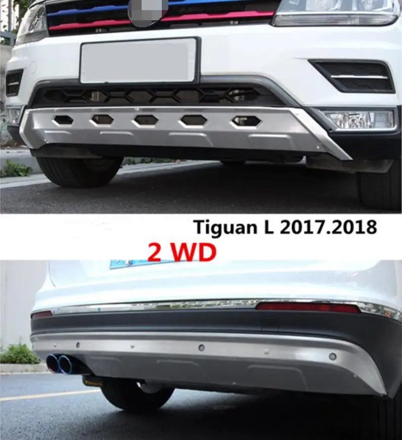 Накладка на бампер автомобиля для Volkswagen/VW Tiguan L, Защита бампера из высококачественной нержавеющей стали, передняя+ задняя, автомобильные аксессуары - Цвет: 2 WD