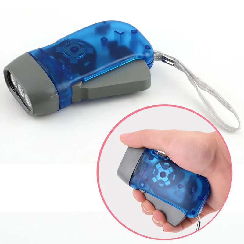 

1PC 3 LED Hand Pressing Dynamo Crank Power Wind Up Flashlight Torch Light Hand Press Crank Camping Lamp Light