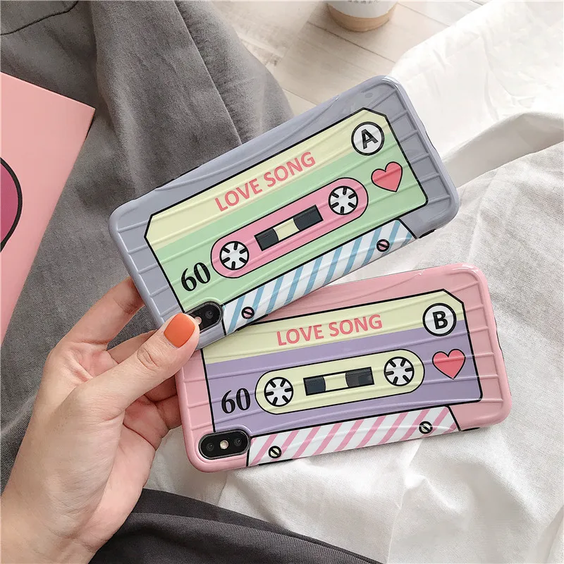 DECOCASE Cute Tape Luggage Stripped Pattern 3D Protective Phone Cases for iPhone 6 6s 7 8 Plus X XR XS Max Covers iphone x |