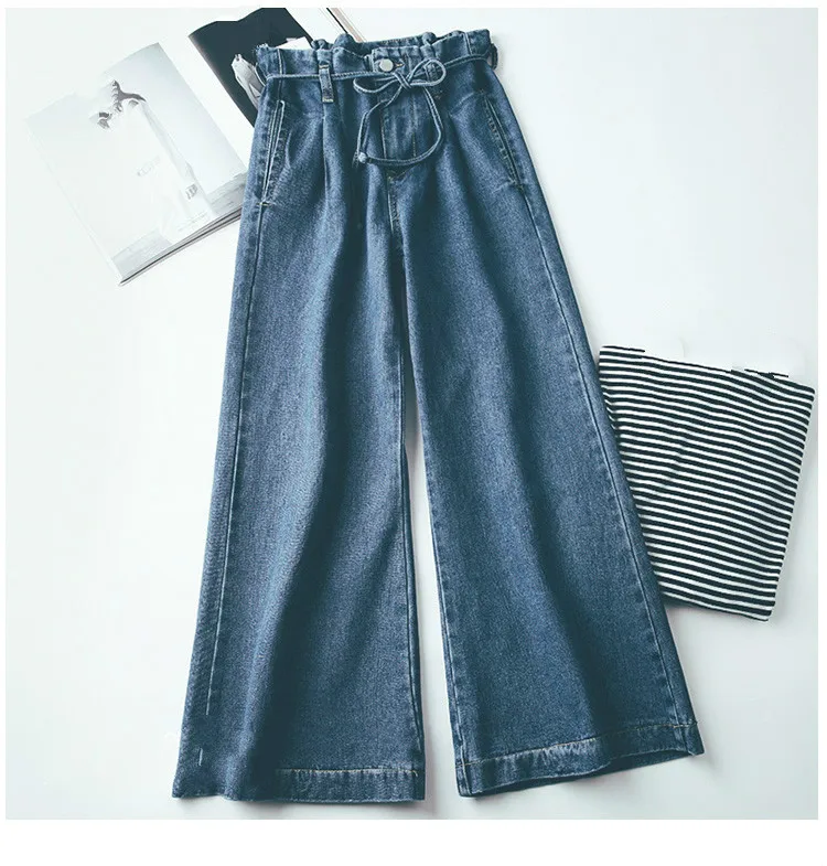 Сезон: весна-лето джинсы для женщин для Высокая талия Свободные джинсы Широкие брюки длинные Femme мотобрюки женские бойфренд