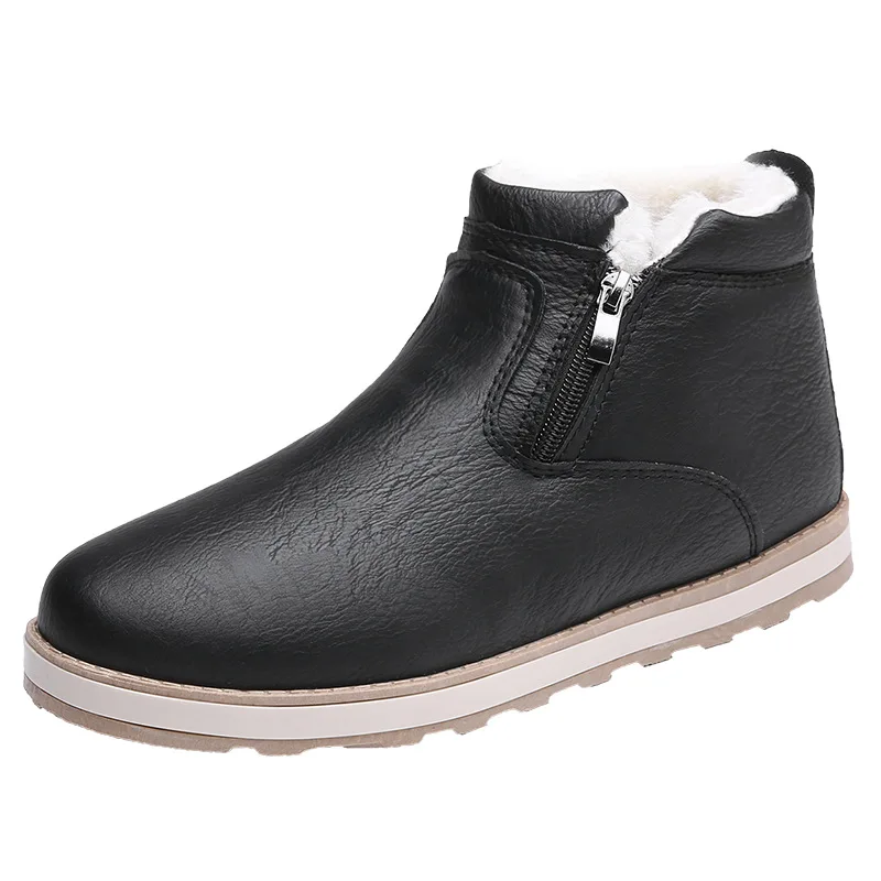 

New Men Winter Warm Boots Casual Shoes Men Fashion Plush Snow Boots Ankle Boots Genuine Leather Footwear Botas