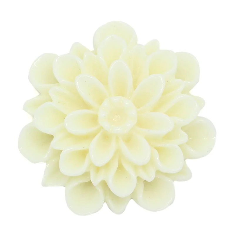 

8SEASONS Resin Embellishment Findings Jewelry Making Flower Ivory 23x22mm,30PCs (B27109)