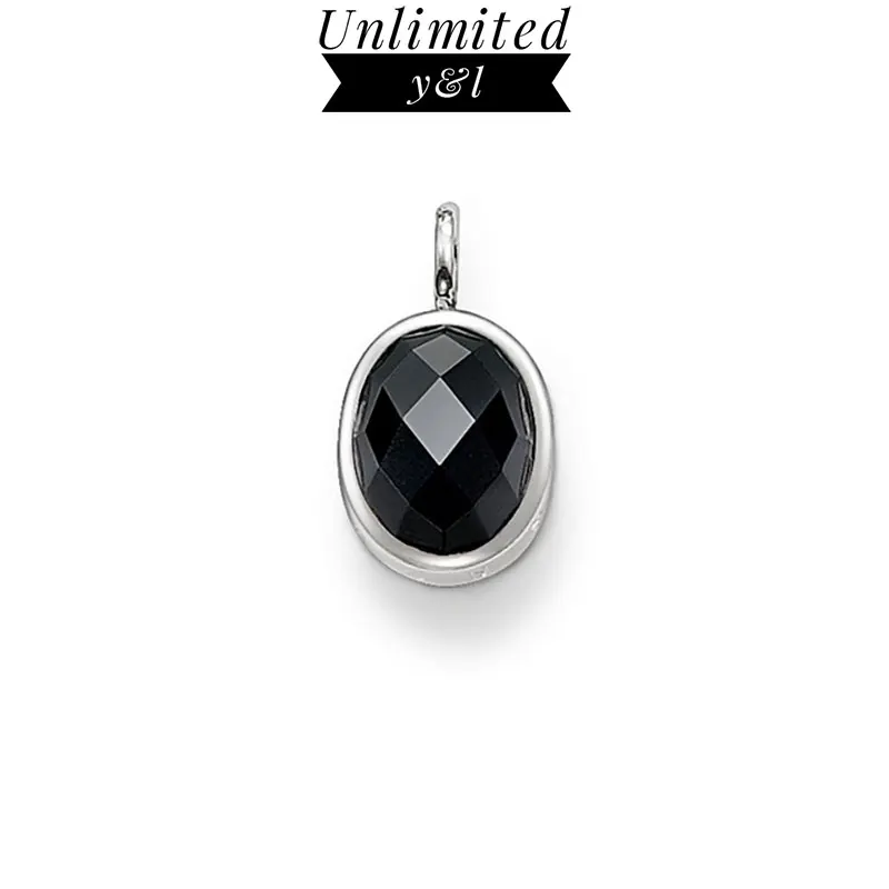 

Black Faceted Oval Crystal Stone Pendants Fashion Jewelry Silver Thomas Style DIY Necklace Accessories for Women Men Gifts
