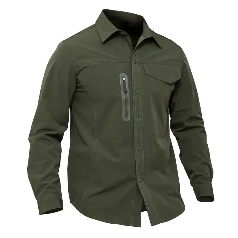 Thunderhawk с длинным рукавом городская тактическая рубашка растягивающаяся наружная походная рубашка мужская(SKU051287 - Цвет: Green
