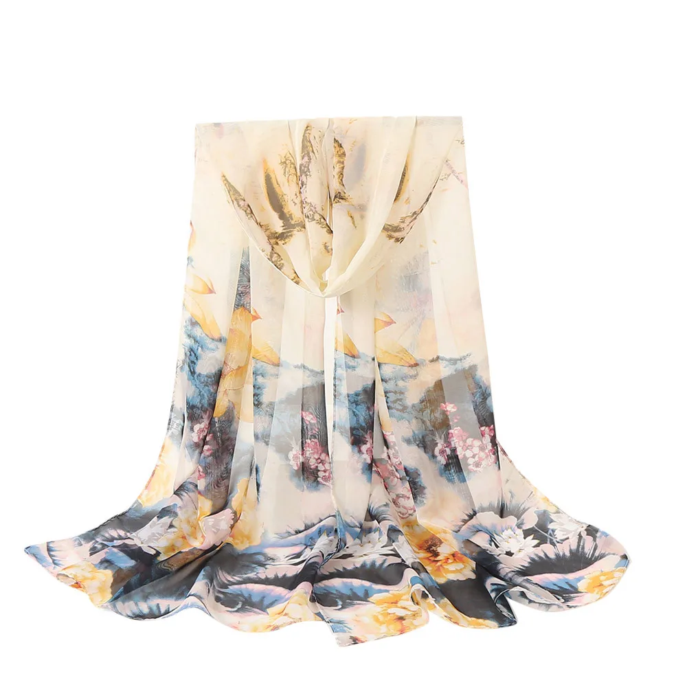 Клетчатый шарф женский чернильный шарф с рисунком элегантный в китайском стиле длинный широкий шарф РЕТРО ПРИНТ шарфы шаль фантастический шейный платок@ py