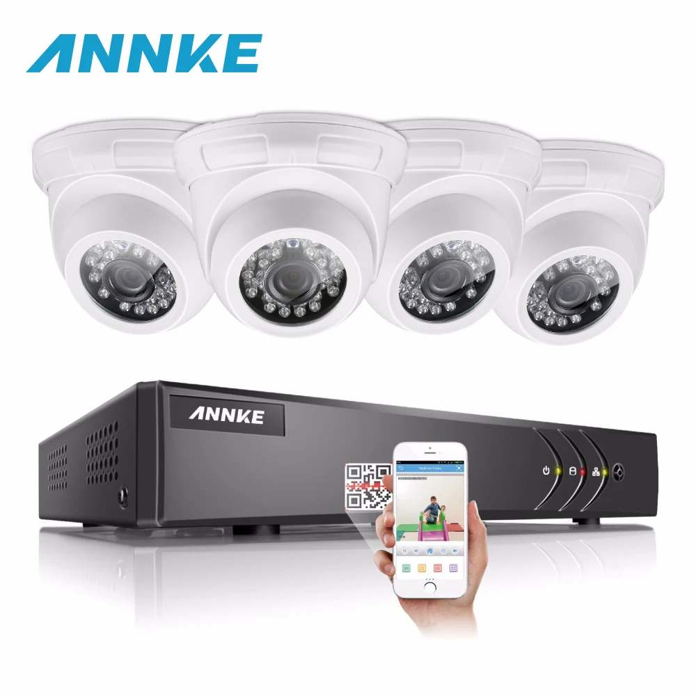 ANNKE HD 16CH CCTV System 5IN1 1080N DVR 4pcs 720P 1500TVL IR Outdoor Waterproof Security Cameras 16 Channels Surveillance kit