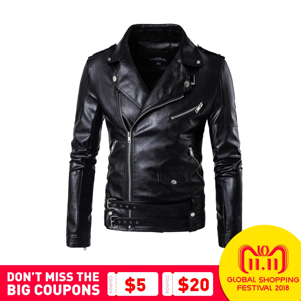 New Retro Vintage Faux Leather Motorcycle Jacket Men Turn Down Collar Moto Jacket Adjustable Waist Belt Jacket Coats Size M-5XL New Retro Vintage Faux Leather Motorcycle Jacket Men Turn Down Collar Moto Jacket Adjustable Waist Belt Jacket Coats Size M-5XL
