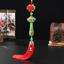 Автомобильный орнамент подвеска зеленый китайский узел алмазные кисточки авто интерьер зеркало заднего вида Украшение Висячие аксессуары отделка подарки
