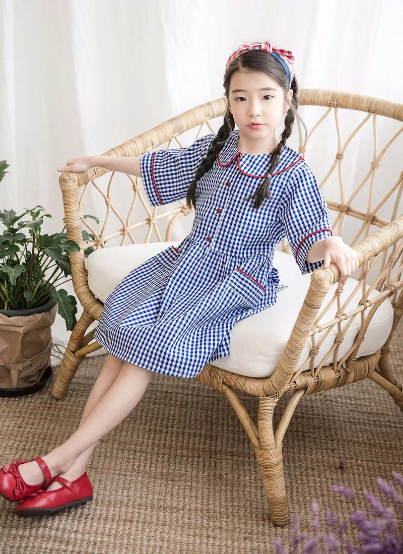 pockets cotton casual dresses for girls kids peter pan collar blue plaid school dress elegant girl big preppy shirts dress 2018 4 5 6 7 8 9 10 11 12 13 14 15 16 years old little big girls  summer dress kids korean dress girls (1)