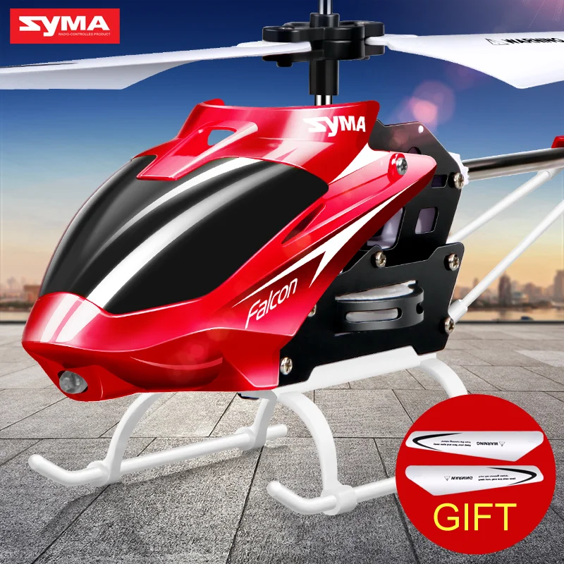 Syma Mini Indoor Aluminum font b RC b font Helicopter with Light Built in Gyroscope Remote