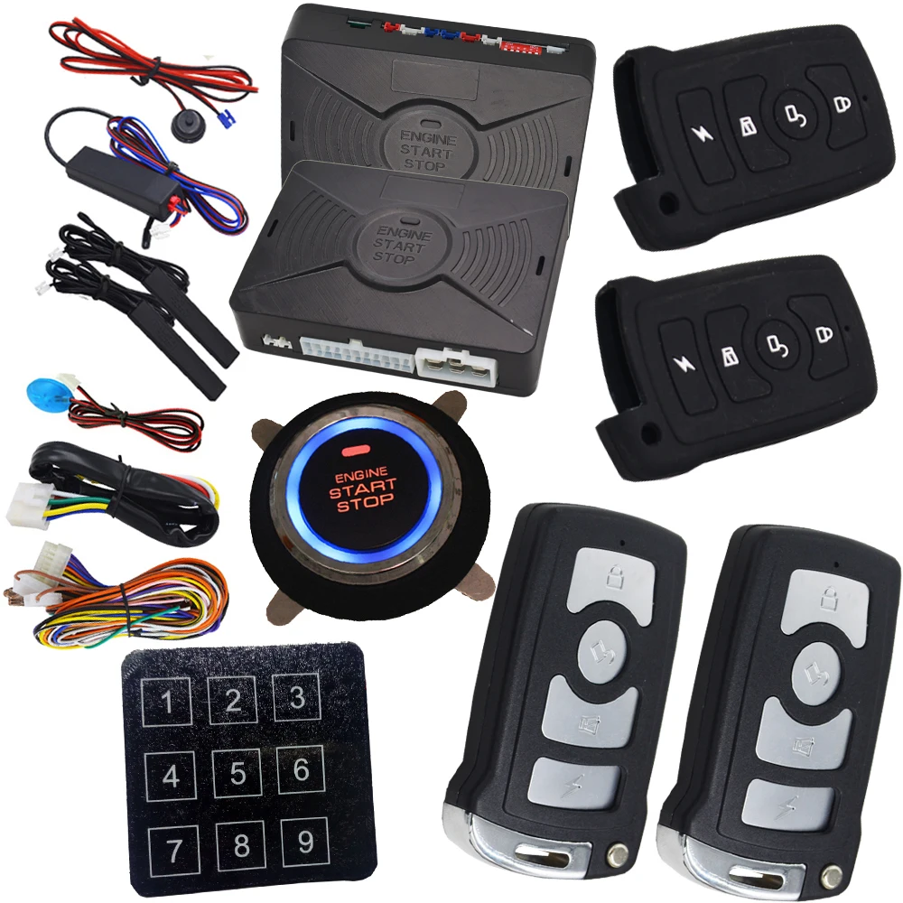 auto rfid car alarm button start stop engine auto window rolling up