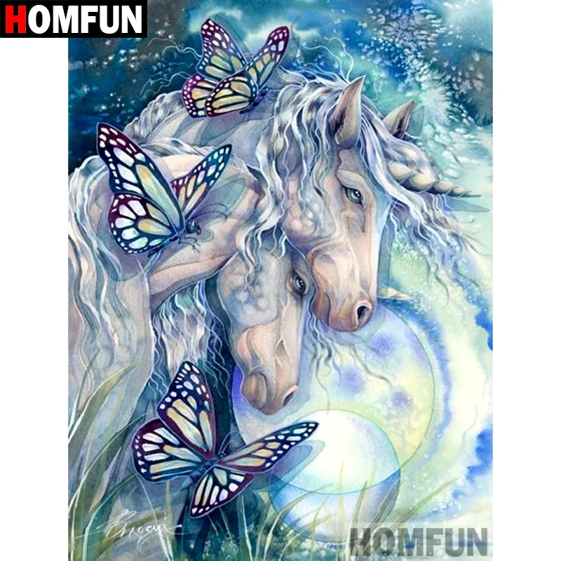 

HOMFUN 5D DIY Diamond Painting Full Square/Round Drill "Unicorn butterfly" Embroidery Cross Stitch gift Home Decor Gift A09166