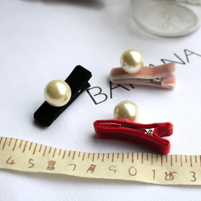 40pcs Velvet Hair Clips PEARL Mini Velvet Hair Clip Non Slip Infant Barrette Vintage Girls Fleece Toddler Grip Headwear
