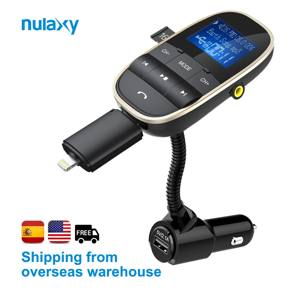 Nulaxy KM20 Car MP3 Players Bluetooth FM Modulator Support Flash Drive TF Card With Dual USB Car Charger FM Transmitter Car Kit