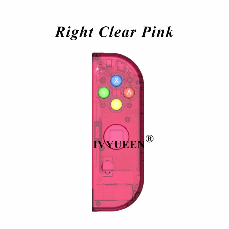 IVYUEEN для Joy Con, сменный корпус, прозрачный чехол, чехол для переключения, консоль Joy-Con с кнопками ABXY - Цвет: Right Clear Pink