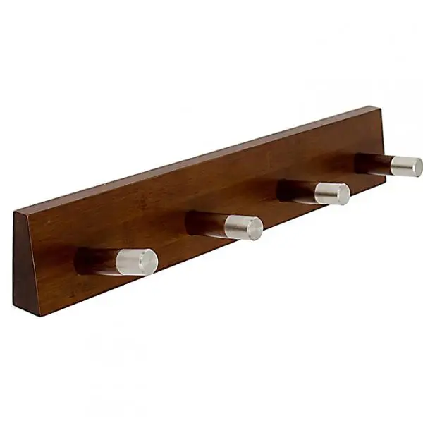 Bamboo Wooden Board Wall Mounted Hanger Hooks Clothes Hat Coat Scarves Storage Rail Rack Organizer