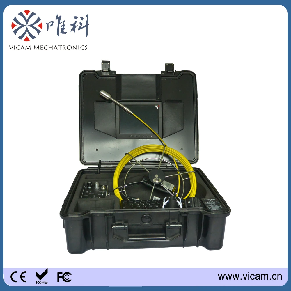 Vicam push rod inspection equipment 20m to 50m CCTV pipe video