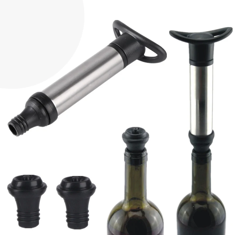 3 pcs/set Red Wine Vacuum Air Pump Bottle Stopper Stainless Steel Champagne Whisky Vacuum Plug