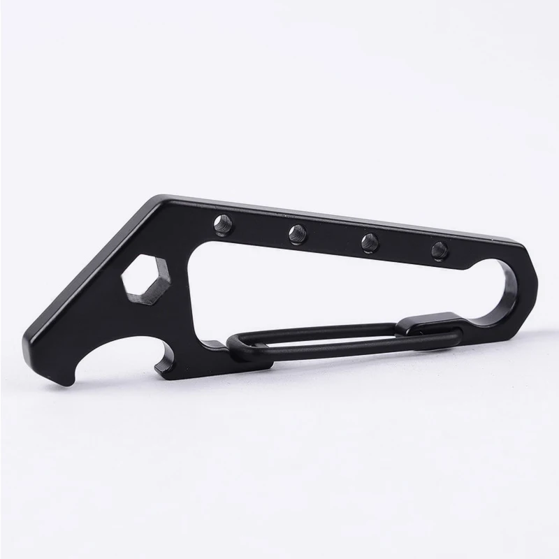 

H1019 Outdoor mountaineering quick hanging buckle stainless steel shark key holder bottle opener outside the hexagonal wrench