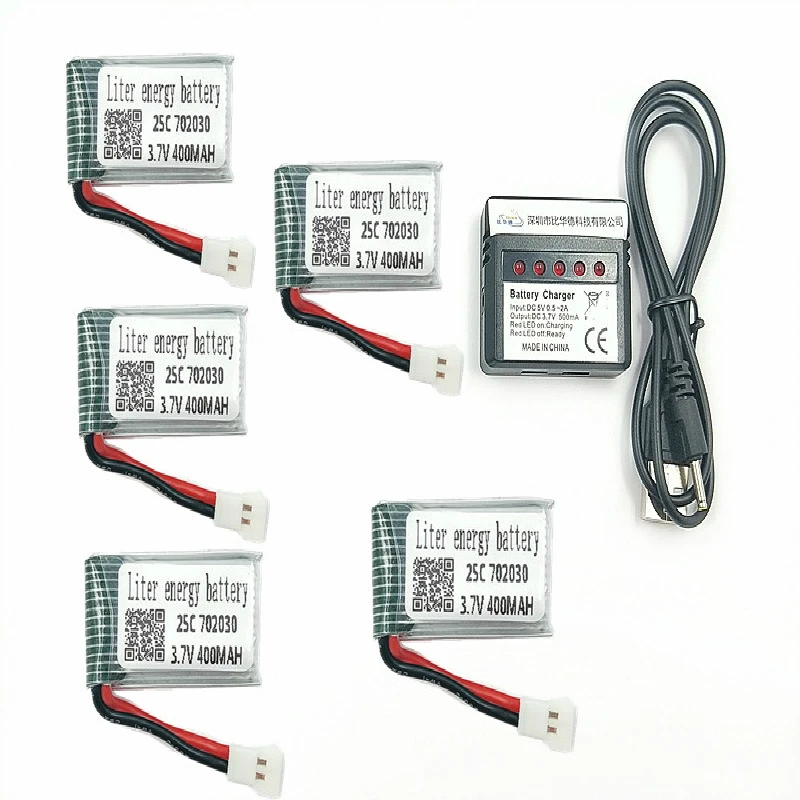 5 шт. 3 7 в 400 мАч 702030 25C для Eachine E55 FQ777 FQ17W аккумулятор с 1 на зарядным кабелем
