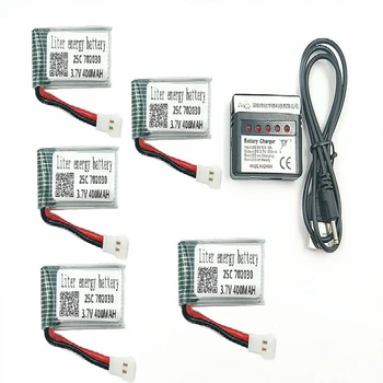 

5pcs 3.7V 400mAh 702030 25C For Eachine E55 FQ777 FQ17W Battery With 1 to 5 Charger Cable For RC Quadcopter Spare Part