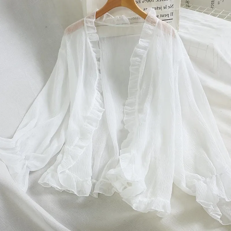 

Summer clothing cardigan Chiffon female shawl long-sleeved thin air-conditioned shirt womens thin cardigan