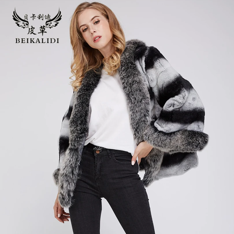 Veste Pardessus Hiver Avec Picture Beikalidi Femme Fox Col Show Silver Des Fourrure Naturelle Lapin As Réel De Rex Femmes Manteau awCgv