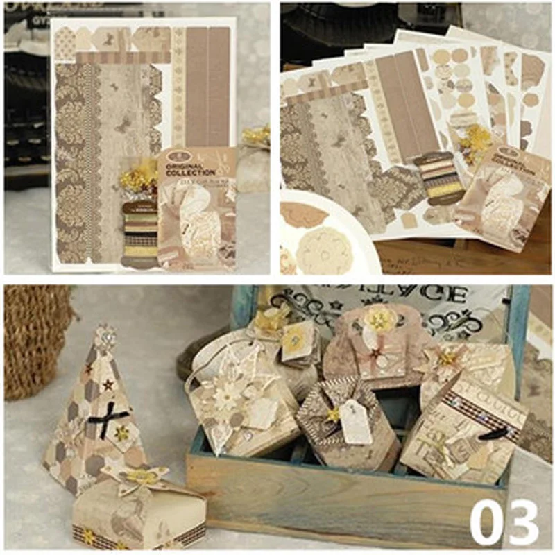 DIY Paper Party Gift Box Kit Vintage Candy Gift Box Wedding/Birthday