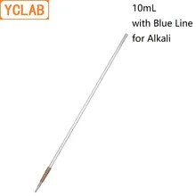 YCLAB 10mL Burette with Blue Line on Milk White Back Rubber Tubing Connection Clear Glass Head Tip for Alkali Class A Labware