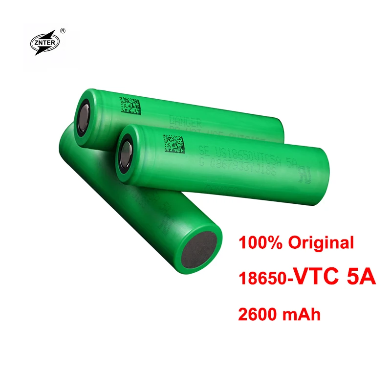 ZNTER 100% Оригинал 3 7 V 2600mAh VTC5A литий ионная аккумуляторная батарея 18650 Akku US18650VTC5A 35A