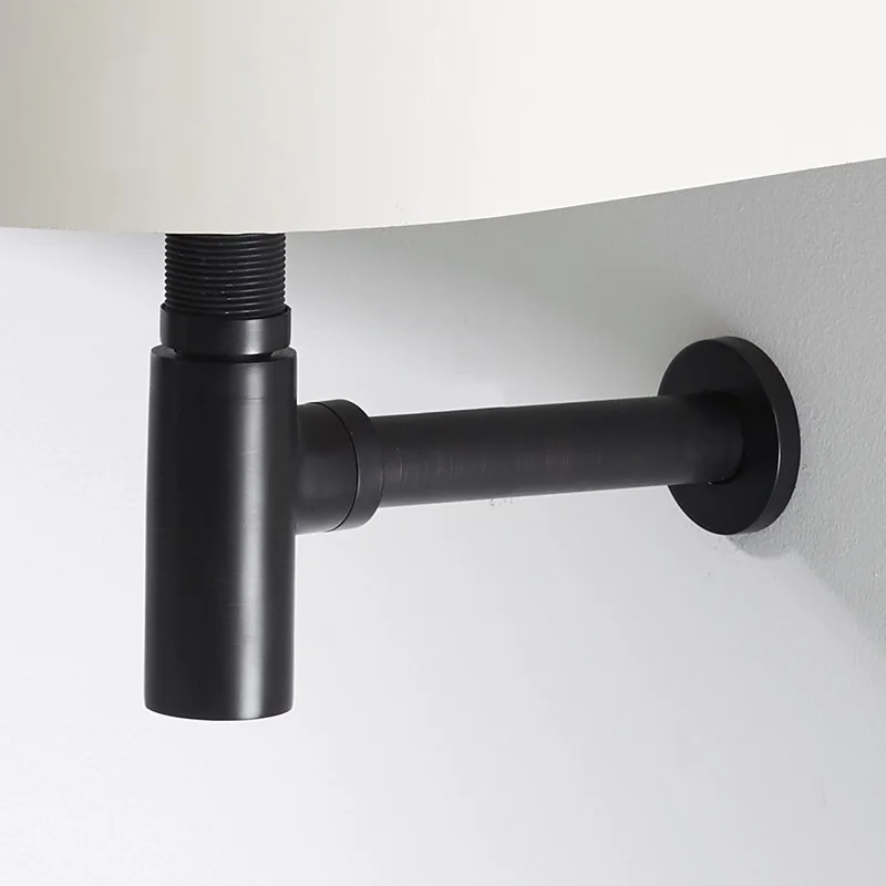 Günstig Luxus Flasche Falle Messing Runde Siphon Öl Eingerieben Bronze Schwarz P TRAP Bad Eitelkeit Becken Rohr Abfall Mit Pop Up Abfluss WF 6920