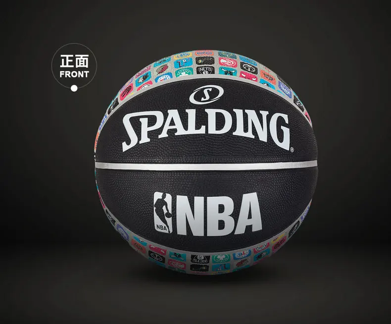 SPALDING, оригинальные логотипы команды, серия LCON, баскетбол, Официальный Размер 7, резиновый материал, для улицы, мужской мяч для матча, 83-649Y