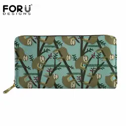 FORUDESIGNS/мультфильм милый Ленивец печати для женщин кожаный бумажник мода молния длинный кошелек повседневное держатель для карт портмоне