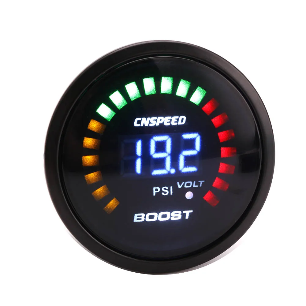 CNSPEED " 52 мм черный цифровой-15-45 psi Turbo Boost Gauge автомобильный измеритель с датчиком Авто турбо Boost Gauge XS101270