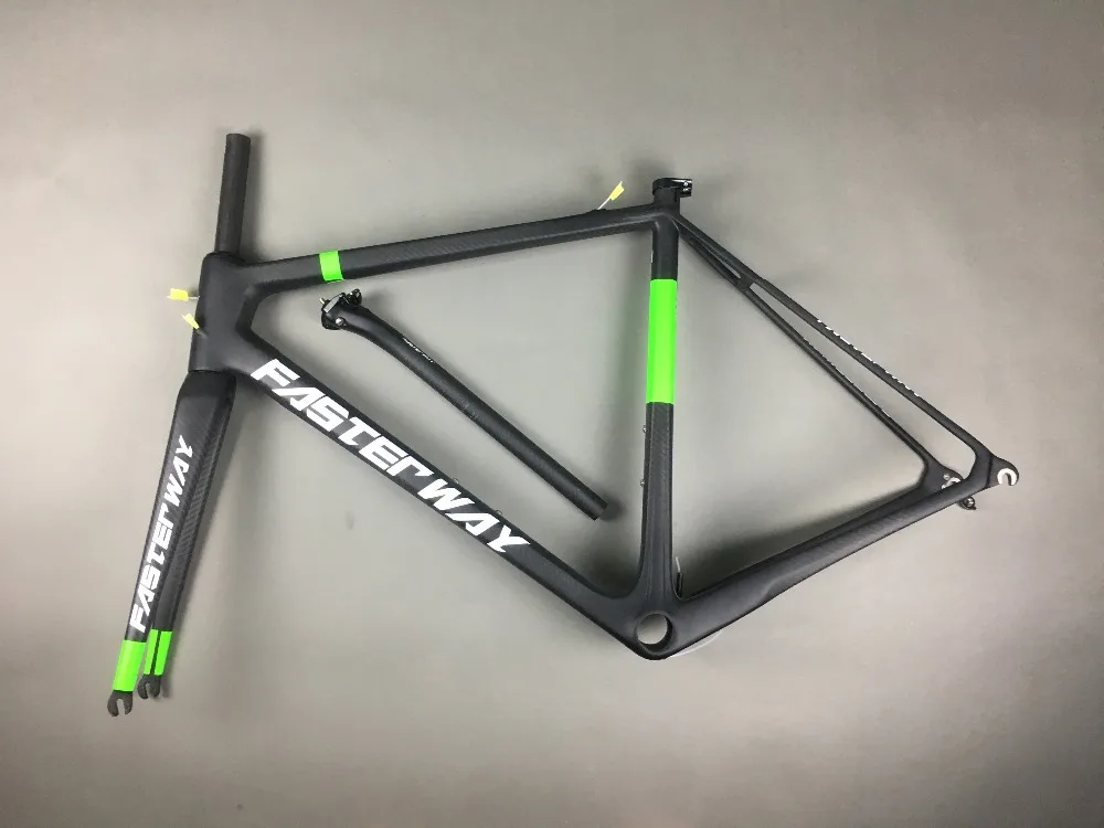 Clearance classic design FASTERWAY PRO full black with no logo carbon road bike frameset:carbon Frame+Seatpost+Fork+Clamp+Headset,free ems 53