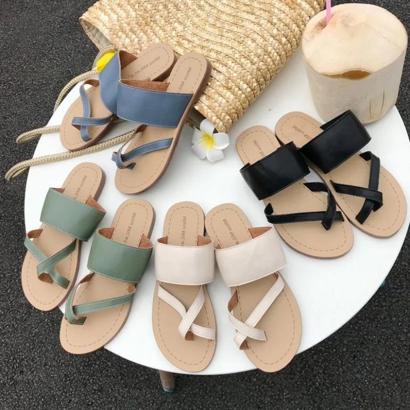 

Shoes Without Heel Designer Slides Women's Slippers 2019 Ladies Flip Flops Socofy Flat Luxury New Sliders Flip-flops Soft