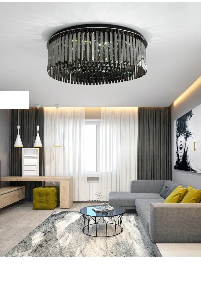 Luzes de Teto de Cristal para Sala de Laminarias Romântico Moderno Lâmpadas Parágrafo Teto Rodada Plafondlamp Quarto Avize Led 2 Romântico Moderno Luzes de Teto Lâmpadas LED