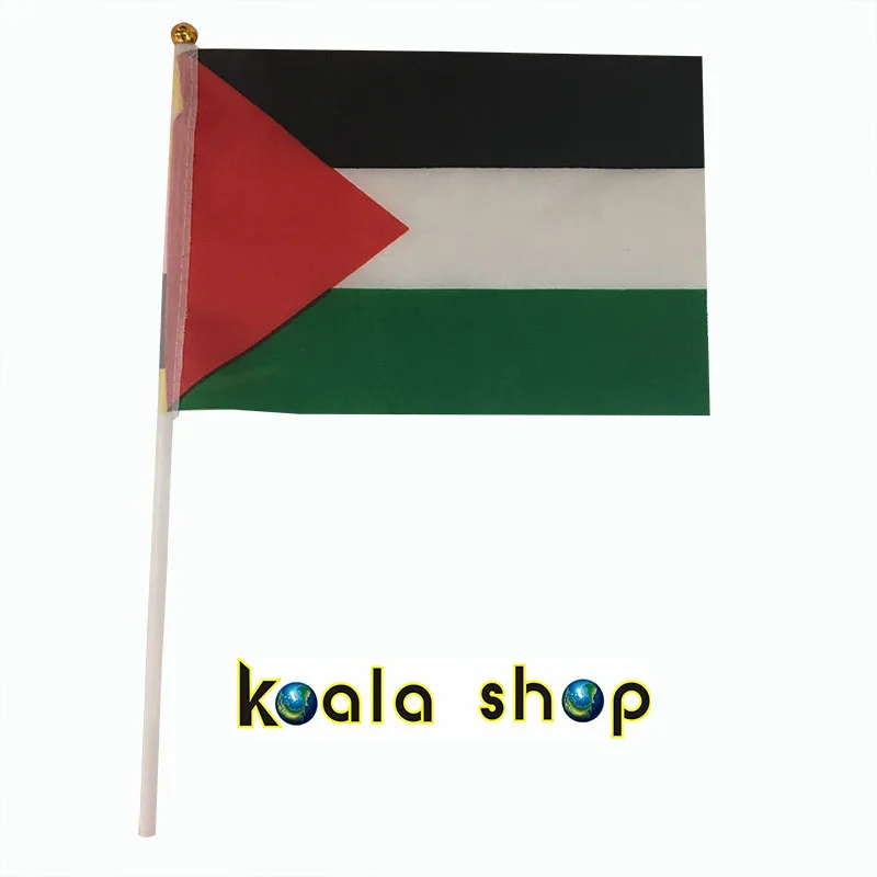 

100 PCS/ lot Promotion Wholesale allSme Palestine Hand Waving National Flag 14*21cm #8 Polyester Flag Free Shipping