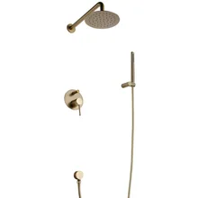 Матовый золотой латуни Ванная комната набор для душа Rianfall Насадки для душа смеситель для душа настенный душ