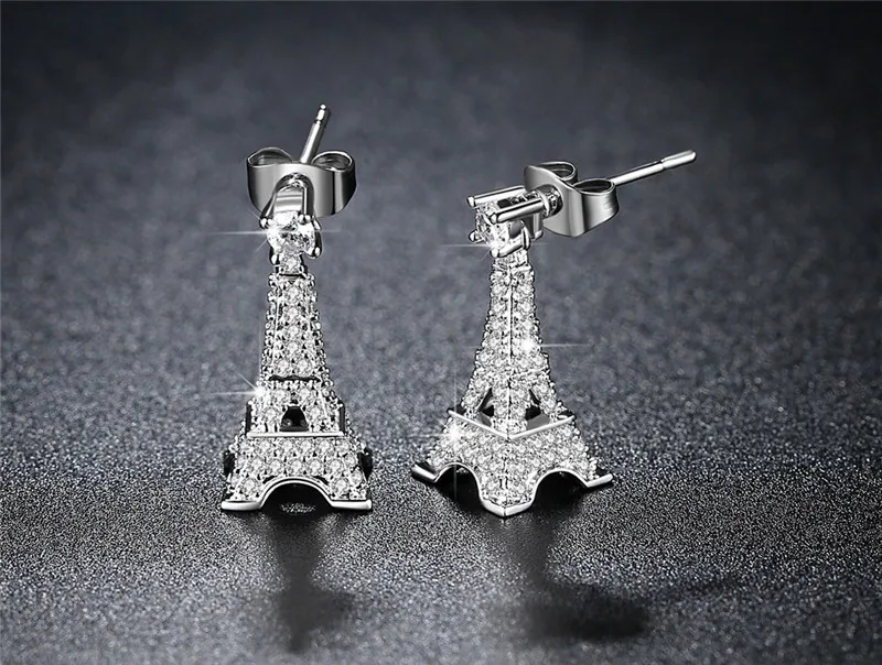 New Eiffel Tower Stud Earrings Personality Loving Couples Gifts For Women Wedding Jewelry Earring Fashion Brincos Wholesale E263 (4)