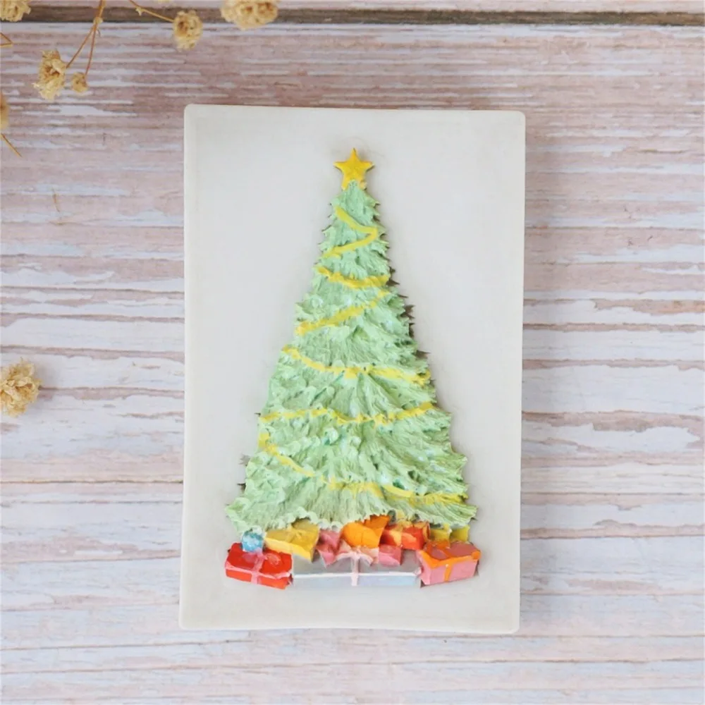 Рождественская елка силиконовая форма сахарное ремесло помадка торт украшение Gumpaste DIY шоколадные глиняные формы для конфет