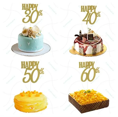 Трипперы для торта Happy 30/40/50/60th украшение на годовщину день рождения трипперы