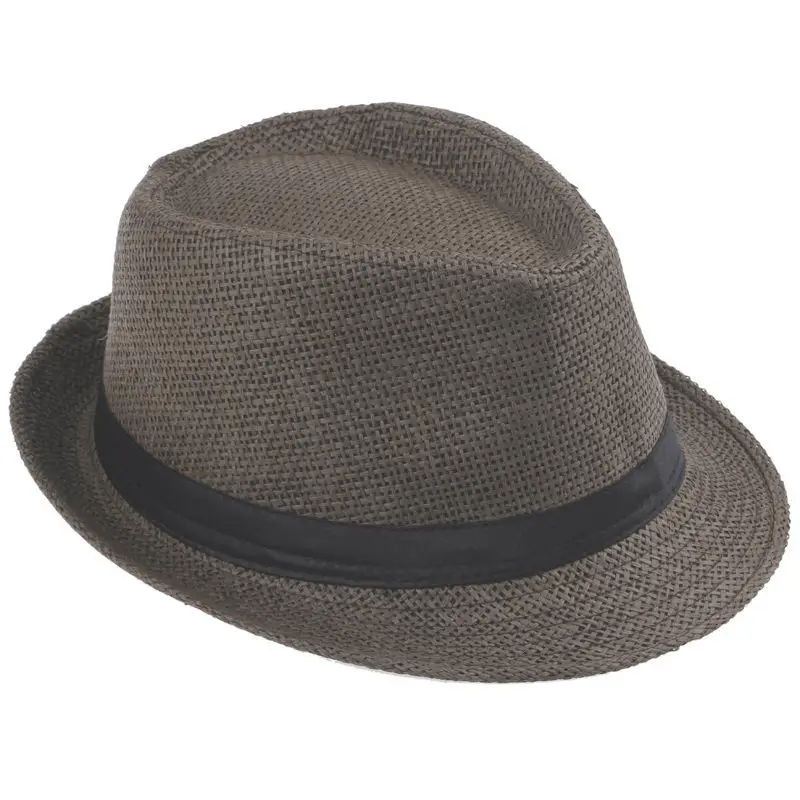 Популярная мужская и женская модная летняя повседневная трендовая пляжная Соломенная Панама джазовая, шляпа ковбойская фетровая шляпа Гангстерская шляпа(хаки - Цвет: Coffee