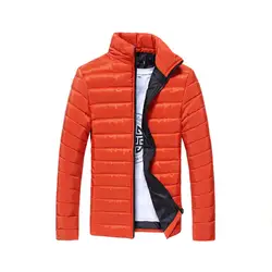 Модные Для мужчин хлопковой подкладкой Мужские парки Новинка 2017 года Мужской сплошной Цвет на молнии теплое пальто зимняя утепленная