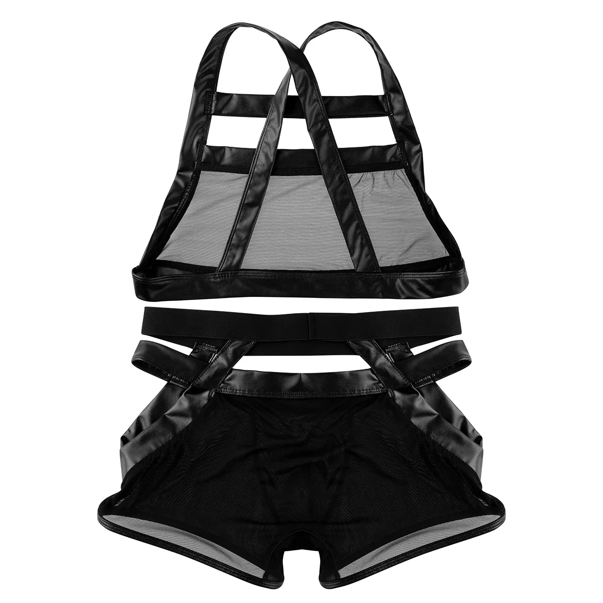 Sissy Мужское нижнее белье из искусственной кожи сетчатый пояс для подтяжек
