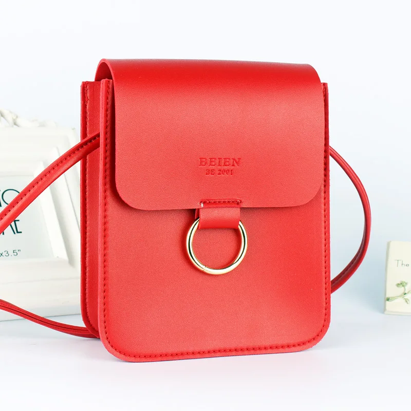 AEQUEEN, 3 слоя, одноцветные, повседневные, мини, через плечо, сумки для женщин, сотовый телефон, кошелек, дамские маленькие сумки, женская сумка-мессенджер - Цвет: Красный