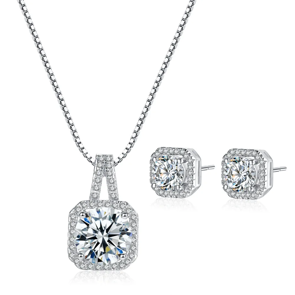 

Silver Color Earrings & Necklace Square Jewelry Sets for Women Party AAA Zircon Jewelry Set Fashion Jewelry 2017 Free Shipping